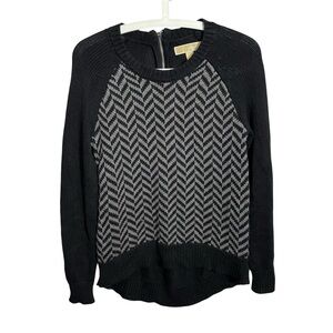 Michael Michael Kors Herringbone Heavy Pullover Sweater Black Angora Blend